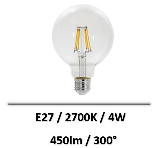 Spectrum - AMPOULE LED E27 4W 2700K Décorative - Globe - WOJ+13763