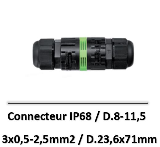 DF Electric - Connecteur étanche IP68 - 3x0,5-2,5mm2 / 17,5A / 450V - WP3/L