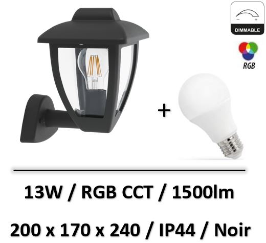 applique-led-noir-CCT-RGB-ampoule