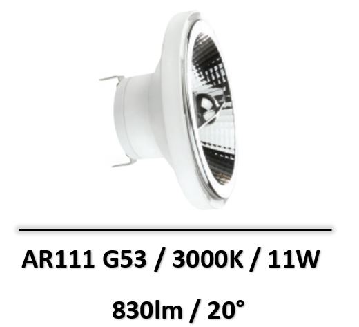 Spectrum - AMPOULE LED AR111 / G53 11W 3000K  - 12V - WOJ+14553