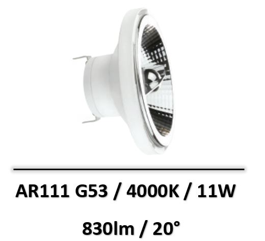 Spectrum - AMPOULE LED AR111 / G53 11W 4000K - 12V - WOJ+14554