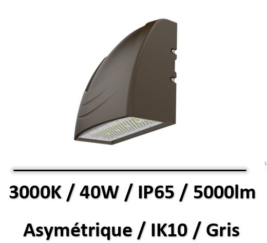 LITED - Applique Extérieure LED WALL 40W asymétrique - 3000K - WALL40WW
