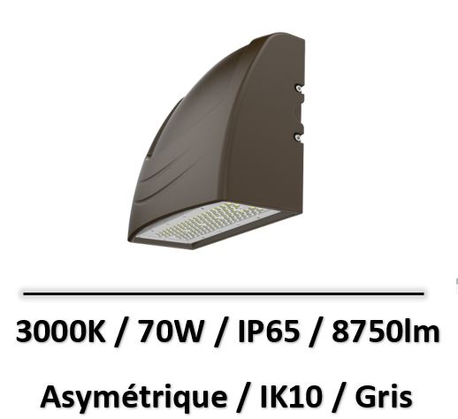 LITED - Applique Extérieure LED WALL 70W asymétrique - 3000K - WALL70WW