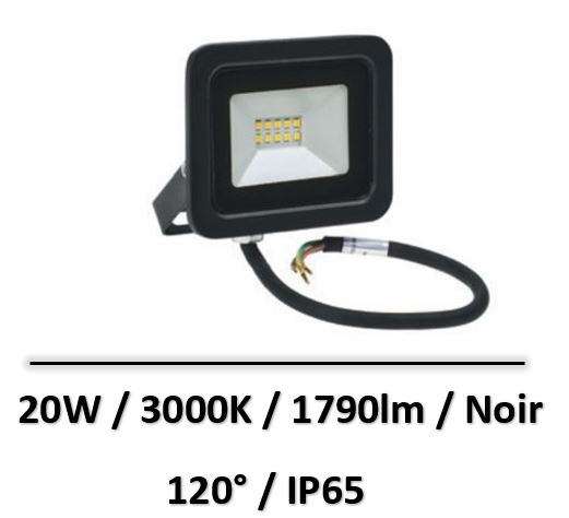 Spectrum - Projecteur 20W Noir - 3000K - 1790lm - SLI029038WW