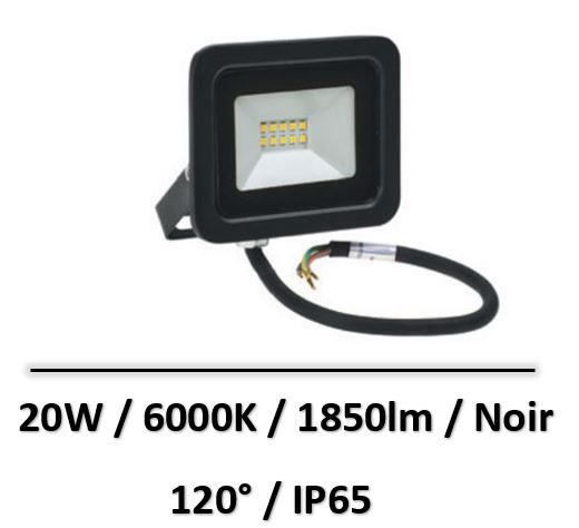 projecteur-led-noir-20W-600K