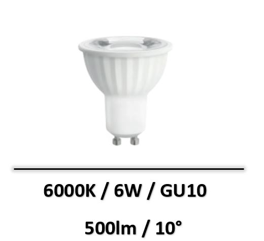 Spectrum - AMPOULE LED GU10 6W 6000K - 10° - WOJ+14105