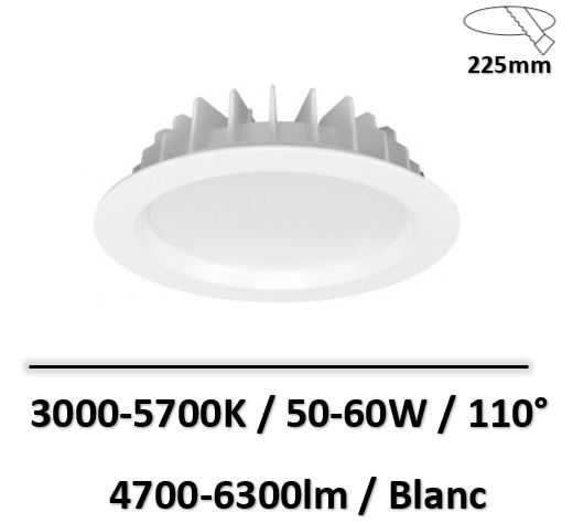 MIIDEX - Spot encastré blanc CCT - 50-60W - 3000-5700K - Rond - 765133