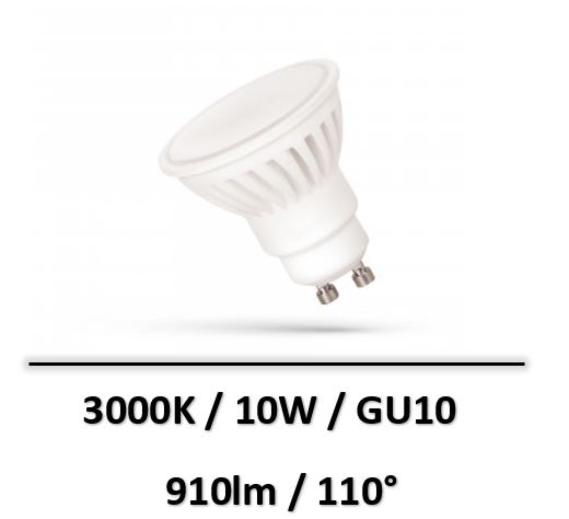 Spectrum - AMPOULE LED GU10 10W 3000K - 110° - WOJ+14308