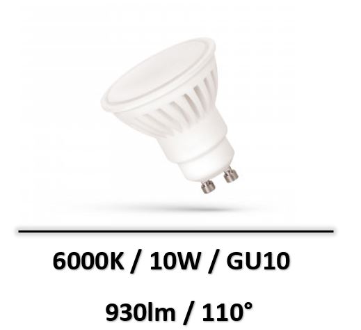 Spectrum - AMPOULE LED GU10 10W 6000K - 110° - WOJ+14310 - Ampoules LED/ Ampoules LED GU10 