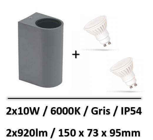 applique-led-ampoule-GU10-2x10W