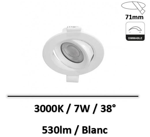 MIIDEX - SPOT LED PLAFOND 7W 3000K DIMMABLE - 100163