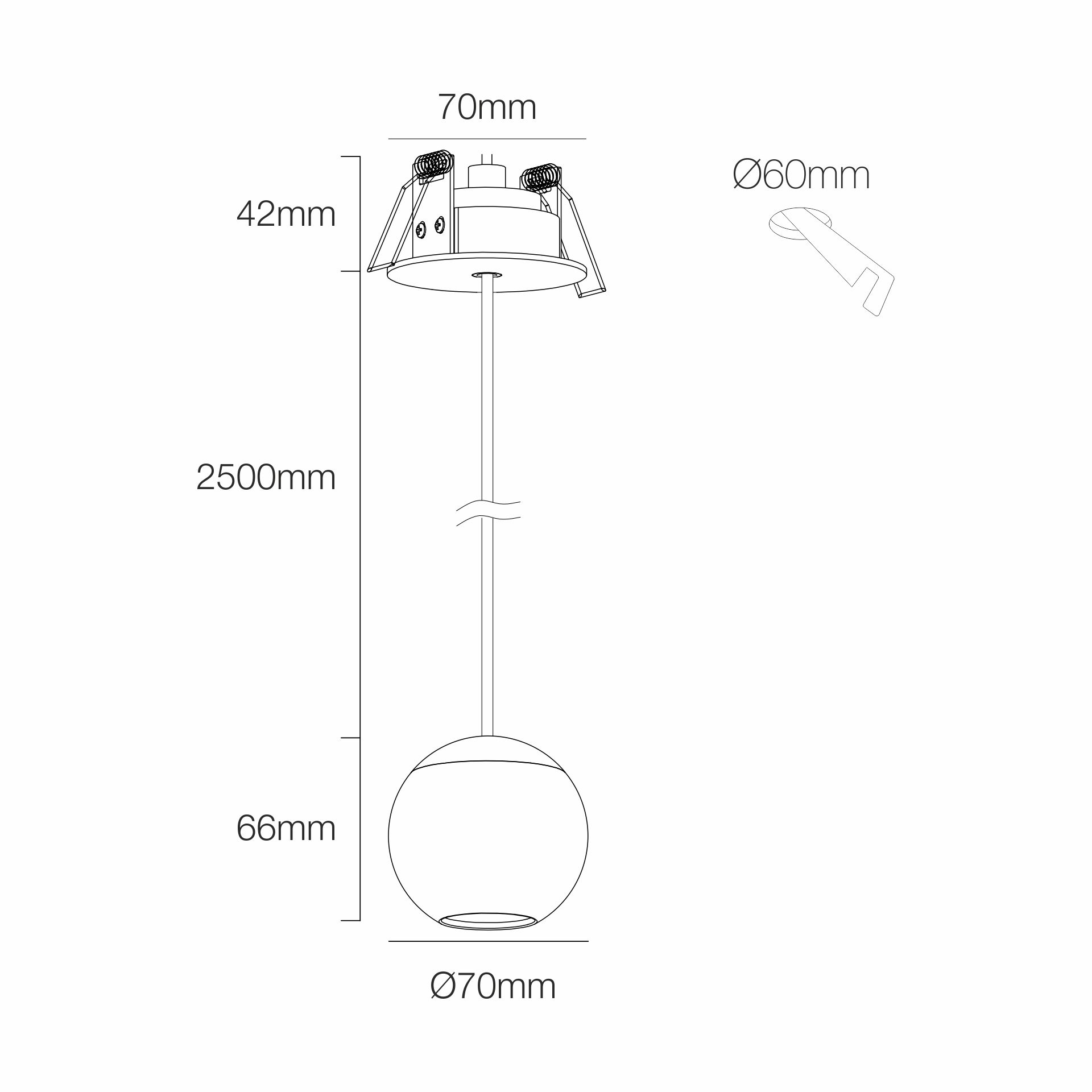 Bora-suspension-encastrar-85W-led-medidas-Beneito-Faure-1