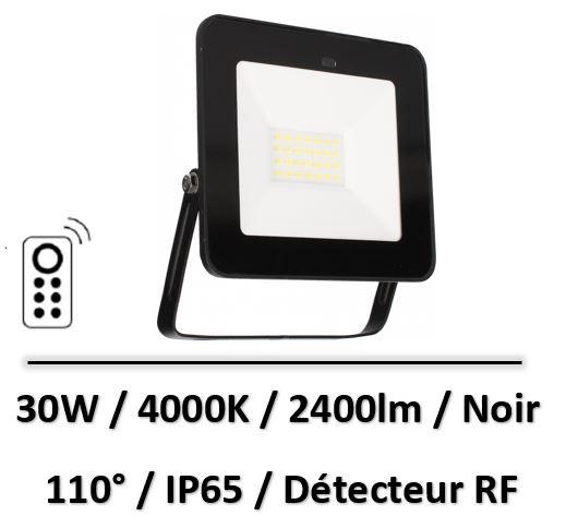 projecteur-led-noir-telecommande-30W-IP65