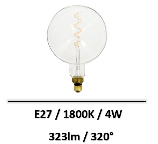 Xanlite - Ampoule LED Globe Giant (G200) / Vintage, culot E27, 4W cons. (30W) - RFDGE280B200S