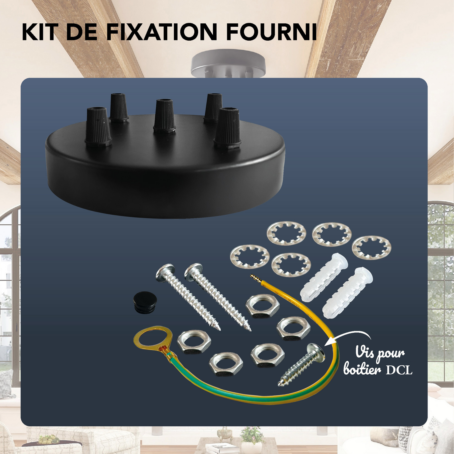 plafonnier-metal-rond-noir-5-cables-d150mm