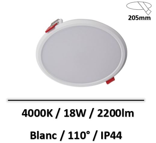 Xanlite - Spot encastrable LED Rond - Super Slim - cons. 18W - 2200 lumens - Blanc neutre - DOP1400RCW