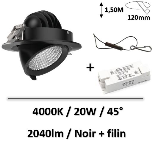 spot-led-noir-clareo-filin-20W