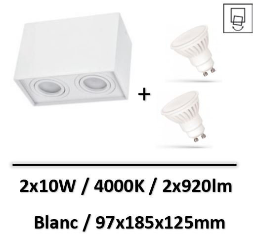 spot-led-saillie-LED-2xGU10-4000K