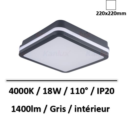 plafonniers-led-gris-18W