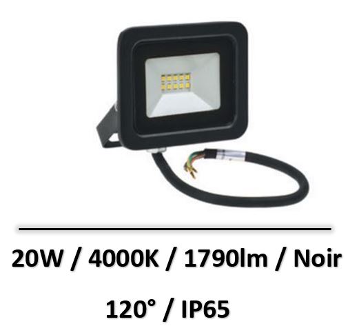 Spectrum - Projecteur 20W Noir - 4000K - 1790lm - SLI029038NW
