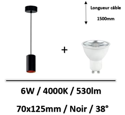 led-noir-6W-GU10-suspendue