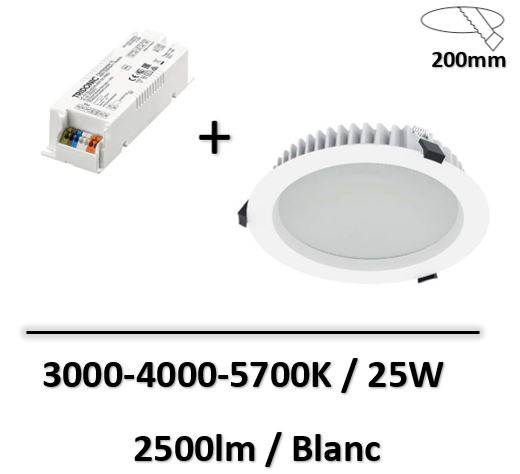 Lited - Downlight LED TERTIA 3000-4000-5700K 25W BLANC 2500LM - TER25-004+LT-DR25