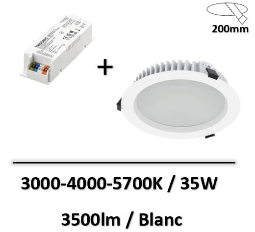 Lited - Downlight LED TERTIA 3000-4000-5700K 35W BLANC 3500LM - TER35-004+LT-DR35