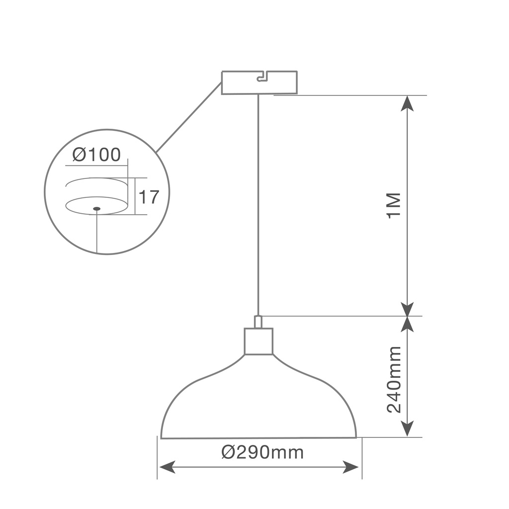 Lámpara de techo colgante Serie Akure E27 Ø290mm Negro (1)
