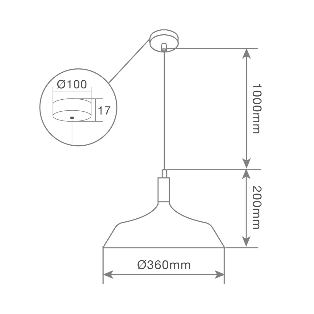 Lámpara de techo colgante Kayes E27 Ø360mm Negro (1)