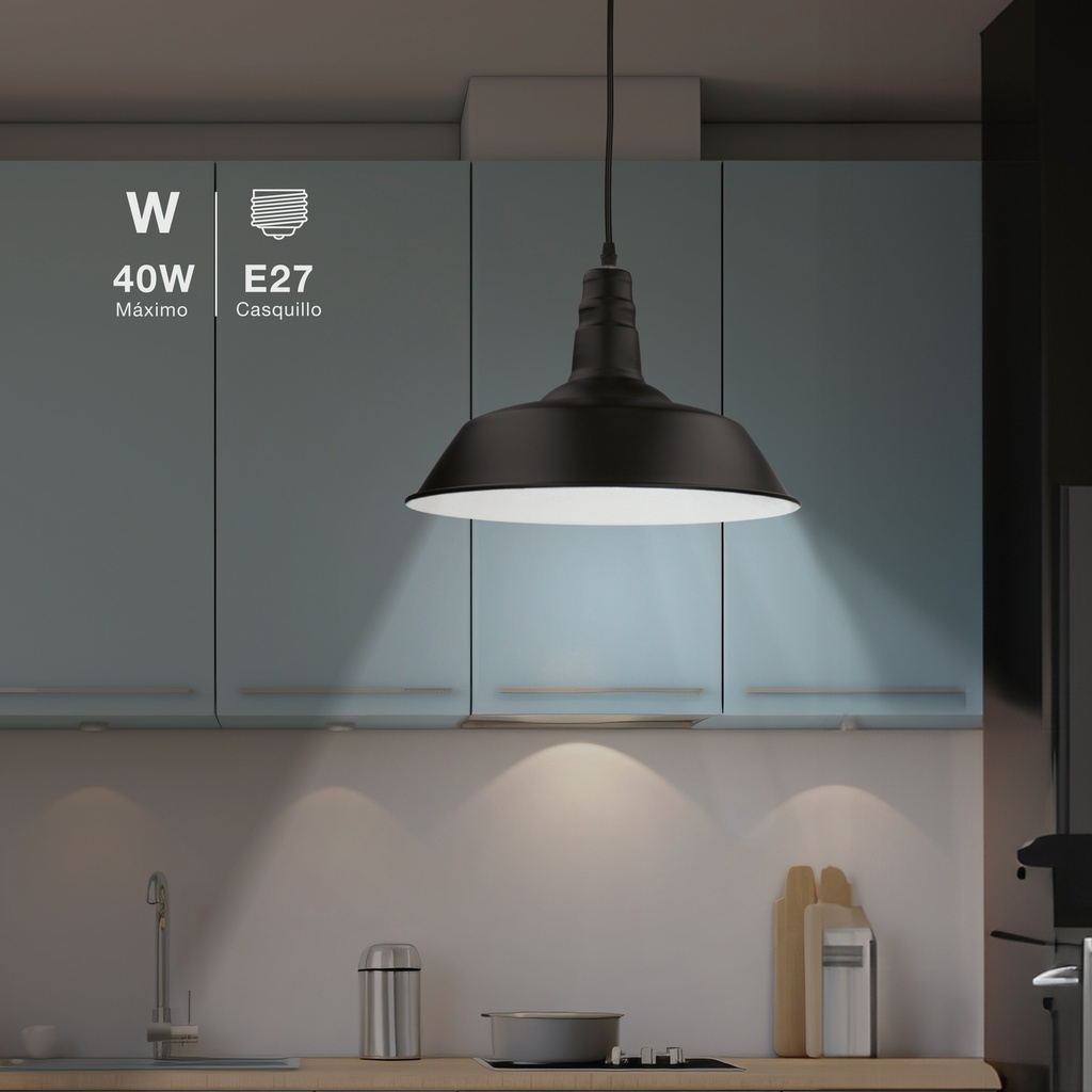 Lámpara de techo colgante Kayes E27 Ø360mm Negro