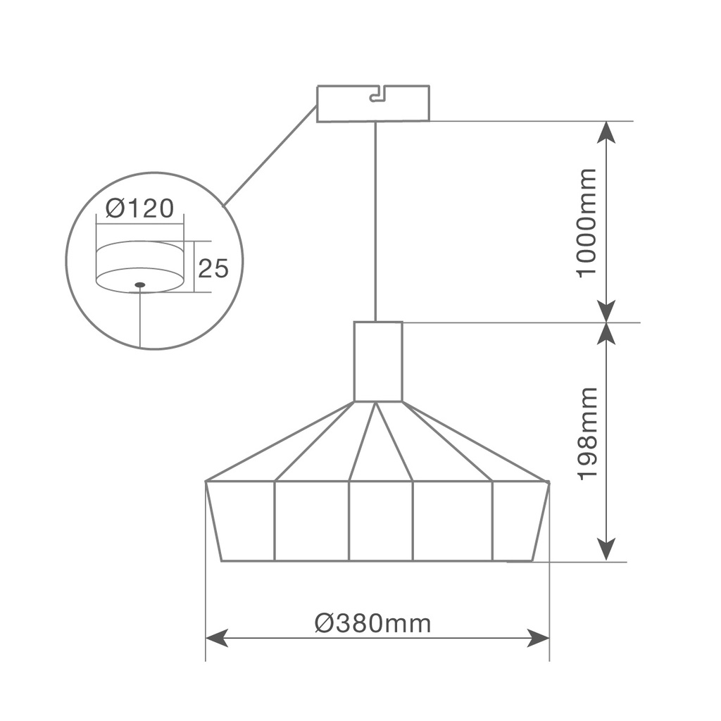 Lámpara de techo colgante Serie Bamil E27 Ø380mm Negro (2)