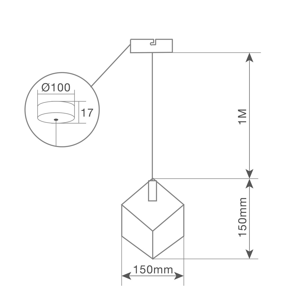 Lámpara de techo colgante Gembu E27 Ø150mm Negro (2)