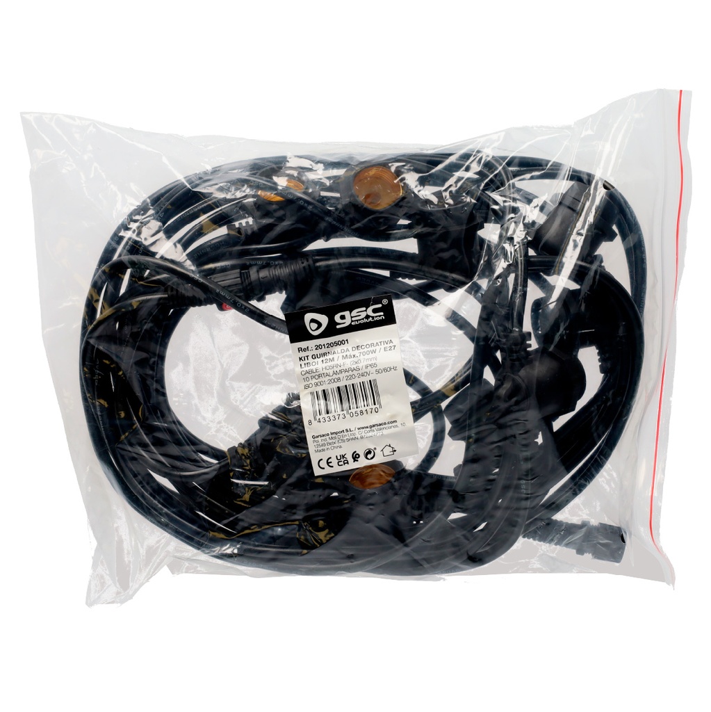 Kit guirnalda decorativa Liboi 12M 10 portalámparas IP65