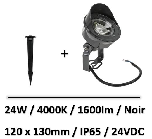 Spectrum - Projecteur piquet LED - 24W - 4000K - 24V - SLI002015NW+ACC+002015_SPIKE