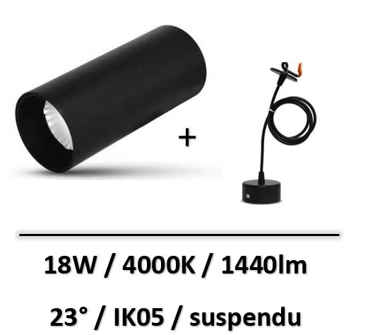 spot-led-suspendu-noir-18W-4000K