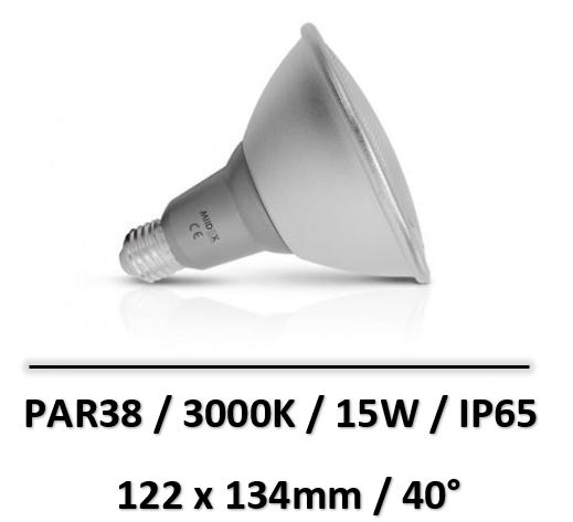 MIIDEX - AMPOULE LED PAR38 15W E27 3000K IP65 BOITE - 81200