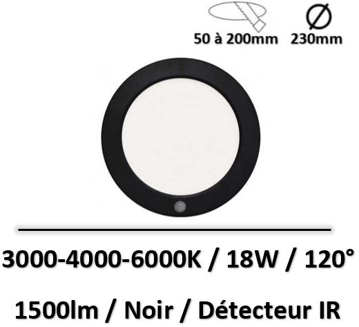 spot-led-noir-detecteur-IR-18W