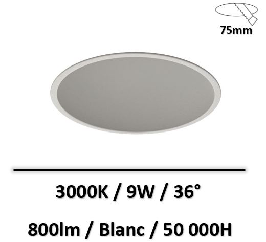 Lited - Downlight LED BOBO 9W - Blanc - 75mm - 3000K - BOBO-9WW