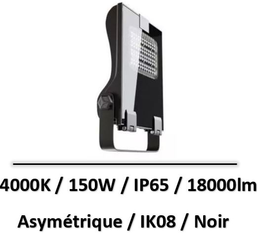 Projecteur extérieur LED asymétrique 100W 10000lm noir