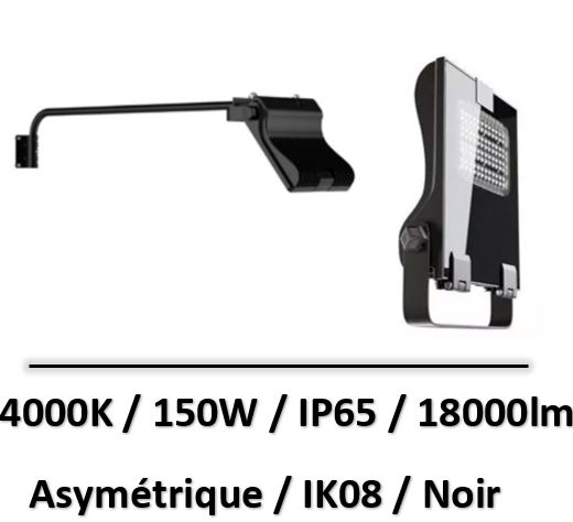 Projecteur LED Asymétrique Noir 50W 4000K GARANTIE 5 ANS IP65, miid
