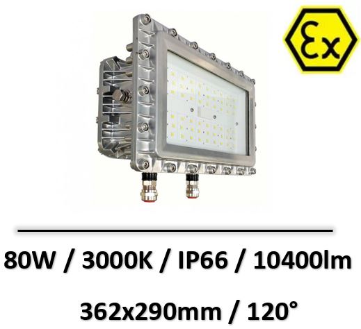 Projecteur LED ATEX ADDIS 80W 130lm/W TECH
