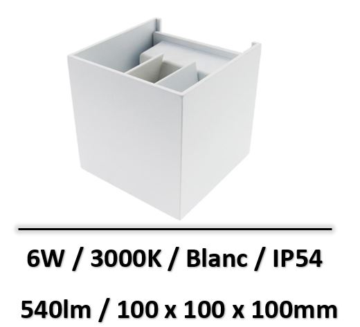 Ledme - Applique Murale Led Cube Blanc 6W Ip54 - LM6197