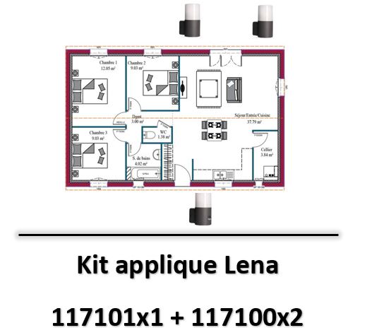 Arlux - Kit applique avec détecteur et sans détecteur LED noir 9W 3000K - 117100x2-17101x1-950430x3