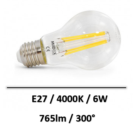 MIIDEX - AMPOULE LED E27 BULB FILAMENT 6W 4000K - 71392