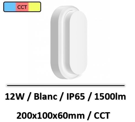 Xanlite - Hublot LED oblong blanc, 1500Lumens, CCT, Blanc chaud, Blanc neutre, Blanc froid - HUB850OBIPCCT