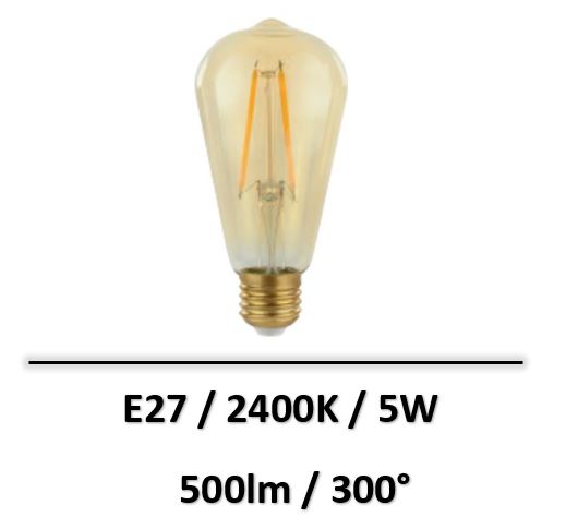 Spectrum - AMPOULE LED E27 5W 2400K Décorative - ST58- WOJ+14460