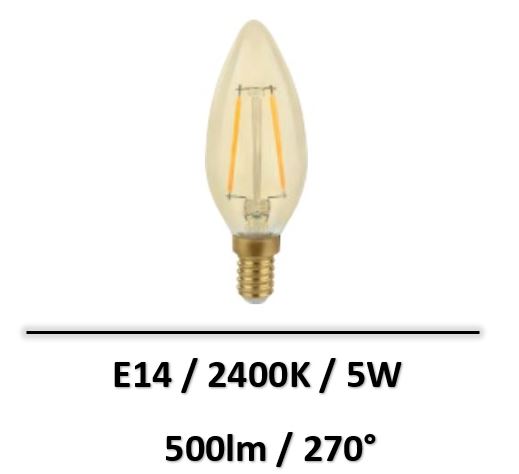 Spectrum - AMPOULE LED E27 5W 2400K Décorative - Flamme - WOJ+14458