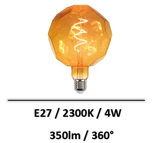 Spectrum - Ampoule à Filament Spirale Led E27 G125 Ball 4W - LM8573