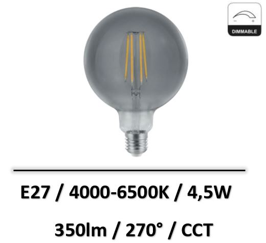 Spectrum - AMPOULE LED E27 4,5W CCT Dimmable Décorative - Globe - WOJ+14559