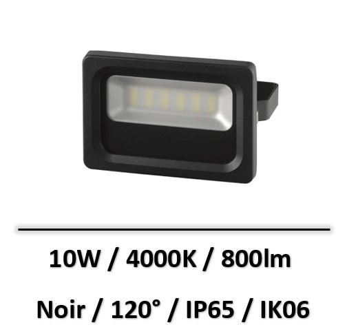 Be-led - Projecteur led IP65,noir,4000K,10W,aluminium,verre anti-blouissement - PL10106501